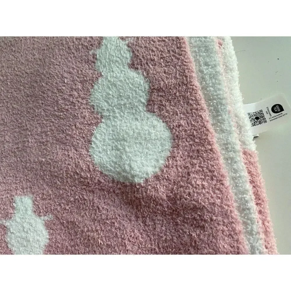 Cupcakes And Cashmere Christmas Snowman Pink Blanket‎ Throw Soft 50X70” NEW